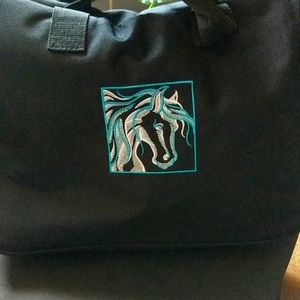 Horse Embroidered 🐴 Briefcase 💼 EUC